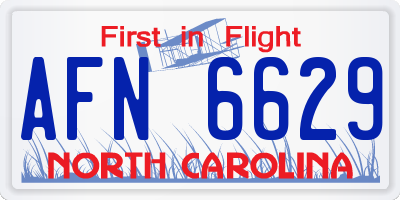 NC license plate AFN6629