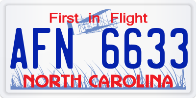 NC license plate AFN6633
