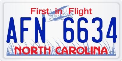 NC license plate AFN6634