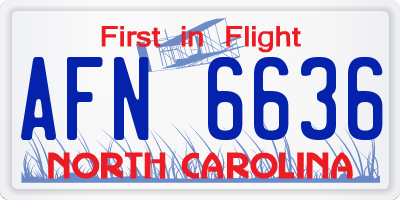 NC license plate AFN6636