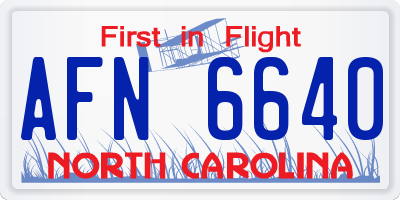 NC license plate AFN6640