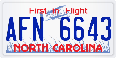 NC license plate AFN6643