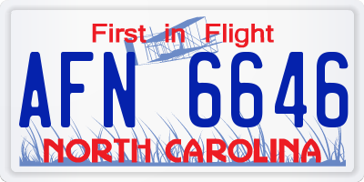 NC license plate AFN6646
