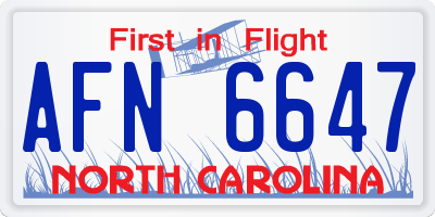 NC license plate AFN6647