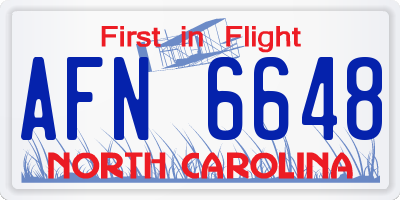 NC license plate AFN6648