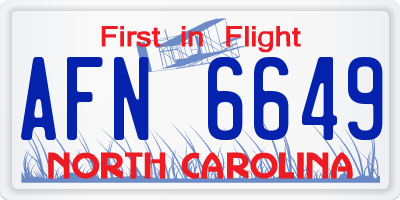 NC license plate AFN6649