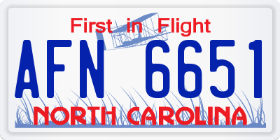 NC license plate AFN6651