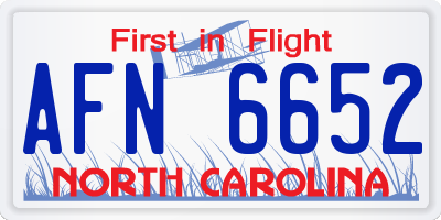 NC license plate AFN6652