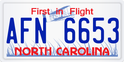 NC license plate AFN6653