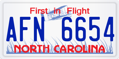 NC license plate AFN6654