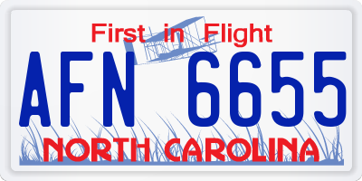 NC license plate AFN6655