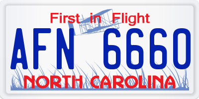 NC license plate AFN6660