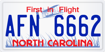 NC license plate AFN6662