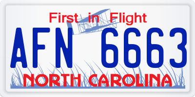 NC license plate AFN6663