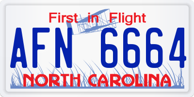 NC license plate AFN6664