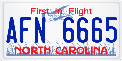 NC license plate AFN6665