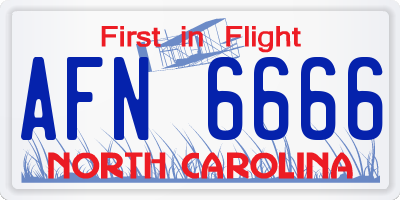 NC license plate AFN6666