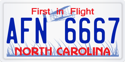 NC license plate AFN6667
