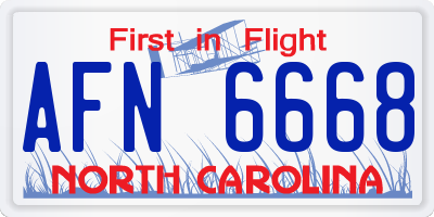 NC license plate AFN6668