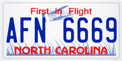 NC license plate AFN6669