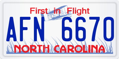 NC license plate AFN6670