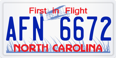 NC license plate AFN6672