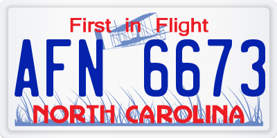 NC license plate AFN6673