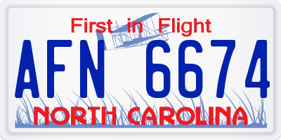 NC license plate AFN6674