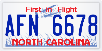NC license plate AFN6678