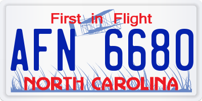 NC license plate AFN6680