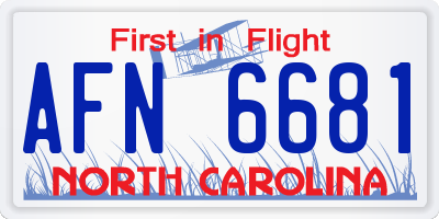 NC license plate AFN6681