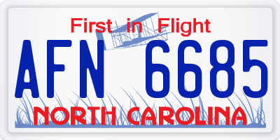 NC license plate AFN6685