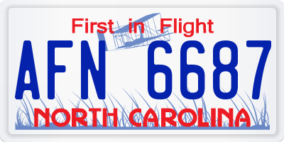NC license plate AFN6687
