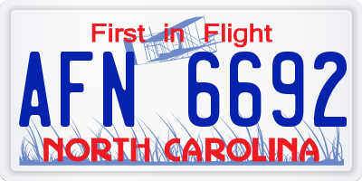 NC license plate AFN6692