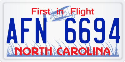 NC license plate AFN6694