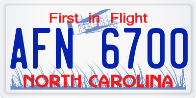 NC license plate AFN6700