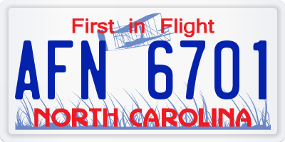 NC license plate AFN6701