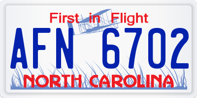 NC license plate AFN6702