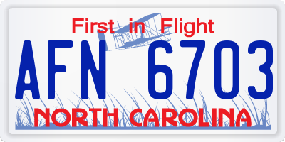NC license plate AFN6703