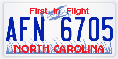 NC license plate AFN6705