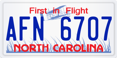 NC license plate AFN6707
