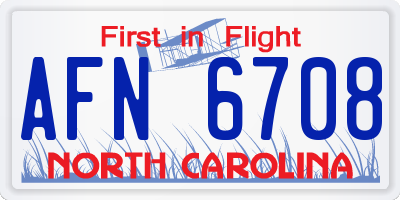 NC license plate AFN6708