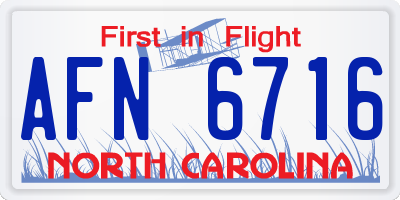 NC license plate AFN6716