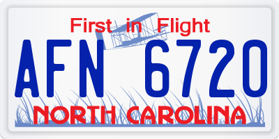 NC license plate AFN6720