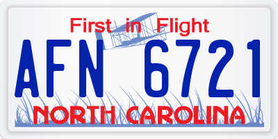 NC license plate AFN6721