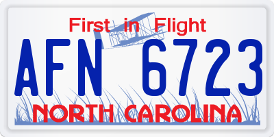 NC license plate AFN6723
