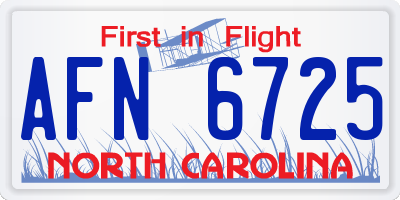 NC license plate AFN6725