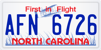 NC license plate AFN6726