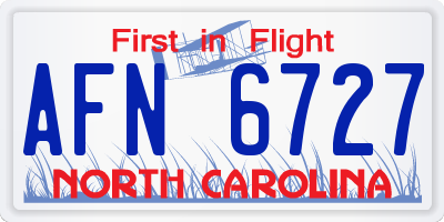 NC license plate AFN6727