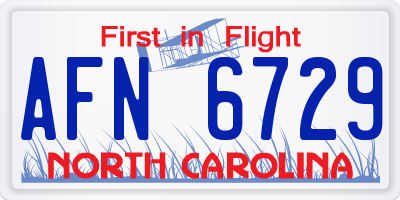 NC license plate AFN6729
